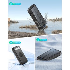Impermeabile 6W ricarica rapida portatile banca di energia solare 33500mAh torcia luminosa batteria per iPhone Samsung Tablet - Product Image 6