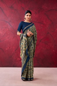 Latest Women Casual and Festival Wear Polyester <b>Viscose</b> Chanderi Cotton Saree with Printed With Zari Weaving Work for Women - Product Image 4