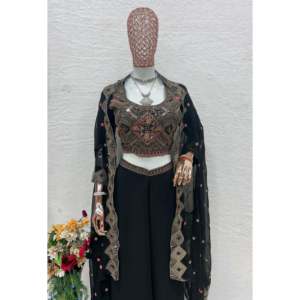 Ensemble Choli-Plazzo et Beautiful Koti de créateurs pour femmes - Product Image 1