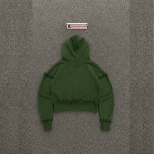 เสื้อฮู้ดดี้โอเวอร์ไซส์สีเขียวลายกราฟิกสำหรับฤดูหนาว ผ้าฝ้ายเฟรนช์เทอร์รี่ พิมพ์ลายโลโก้ด้านหน้า แขนเสื้อปกติ สไตล์ฤดูใบไม้ร่วง ผ้าฟลีซเนื้อนุ่ม - Product Image 6