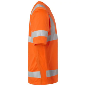 New Arrival Men's High Vis Safety Work T Shirt Orange Color Reflective Stripes Short Sleeve High Visibility T-Shirts - Product Image 3