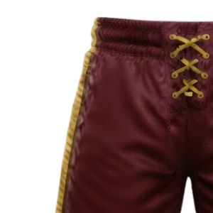 Shorts de sport pour hommes, couleur bordeaux, imprimés sublimés sur le thème du hockey sur glace, en polyester, avec cordon de serrage et bande latérale, pour l'entraînement et les tenues d'équipe - Product Image 5