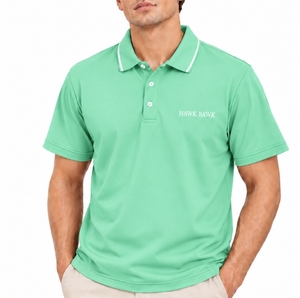 Polo homme à manches courtes, col classique, décontracté, respirant, en coton Oxford, coupe régulière, design personnalisé - Product Image 1