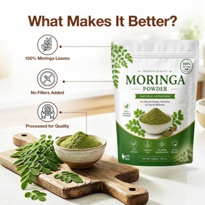 Poudre de feuilles de Moringa OEM 200g, 100% pure et naturelle, poudre de Moringa Oleifera, feuilles de Moringa séchées de qualité supérieure, poudre verte fine à base de plantes - Product Image 2