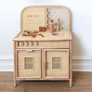 Cocina de juguete de ratán hecha a mano, miniatura para juegos imaginativos, juguetes educativos para niños - Product Image 2