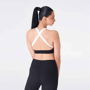 Black White Striped Yoga Set Racerback Crop <b>Top</b> High Waist Flare Pants Full Length Spandex Polyester Breathable Workout Wear - Product Image 3