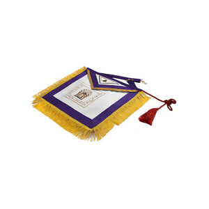 Tablier de Maître Maçon Global Supply en Velours Violet, Broderie de Luxe, Qualité Garantie, Tablier de Loge Bleue, Ruban Violet, Franges Dorées - Product Image 3
