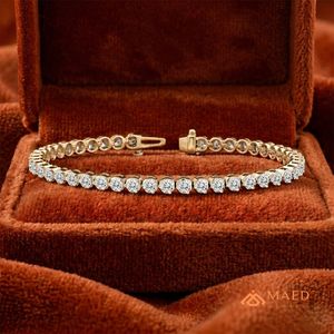 Bracelet tennis en moissanite pour femme, chaîne fine dorée, bijou de mode, pierre ronde, accessoire élégant, idéal pour un cadeau, ensembles de style - Product Image 3