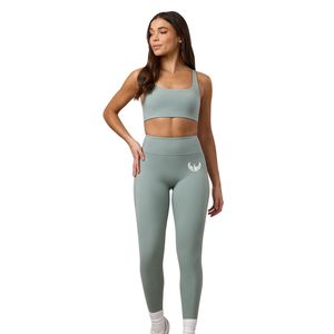 Legging taille haute vert sauge pour femme, extensible, respirant, pour le fitness, le yoga et les activités sportives, confort quotidien - Product Image 1