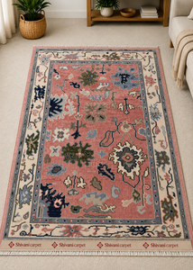 Tapis traditionnel rose en laine à motifs floraux, noué à la main, écologique, à poils ras, épaisseur moyenne, avec envers en coton, pour couloir et salon - Product Image 5