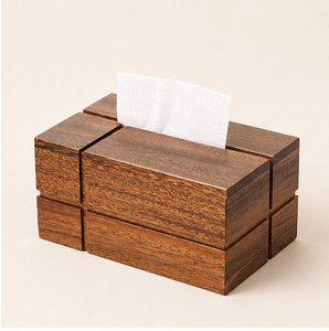 Boîte à mouchoirs en bois massif de noyer, artisanale et écologique, pour la décoration du salon ou du bureau - Product Image 3