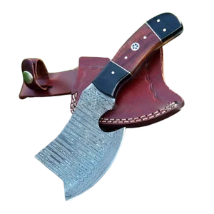 Hacha Táctica de Acero de Damasco Forjada a Mano para Camping, Cuchillo Ulu de Bolsillo, Herramienta de Corte de Supervivencia y Caza con Espiga Completa - Product Image 6