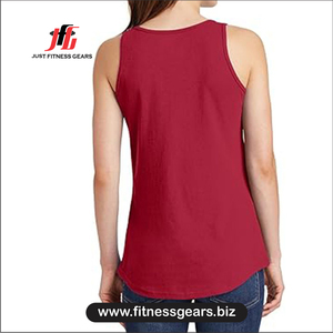 JUST FITNESS GEARS Débardeur pour femme, couleur unie, col rond, écologique, décontracté, respirant, en polyester tricoté 180g, longueur standard - Product Image 2