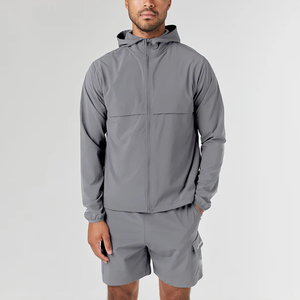 Veste coupe-vent pour homme, couleur unie, best-seller de l'hiver, vêtements décontractés, manches longues, col à capuche, polyester/coton, séchage rapide - Product Image 4