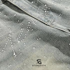 Shorts en jean droits pour hommes, taille haute, style streetwear décontracté, 100 % coton, délavés, pour l'été 2026 - Product Image 5