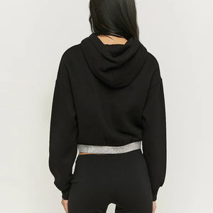 <b>Women's</b> Hooded Sweatshirt Set Solid Color Loose Fit Full Length Knitted Casual Flared Pants Cropped Hooded Sweatshirt - Product Image 2