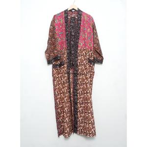 Kimono Robe Vintage de Luxe Élégant en Soie Japonaise avec Patchwork pour Femme, Longueur Intégrale, Col en V, Fermeture à Cordon, Respirant, Longueur Avant Longue - Product Image 1