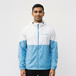 Chaqueta Cortavientos Personalizada con Logotipo para Hombre, 100% Nailon, Chaqueta Impermeable Ligera para Senderismo con Cremallera y Capucha - Product Image 1