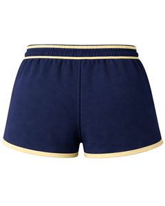 Shorts en molleton de coton bleu marine pour femme, personnalisés par le fabricant, avec contraste, taille élastique, décontractés, pour l'été, le sport et la détente - Product Image 3