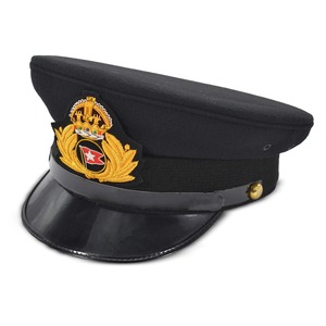 Gorra Plana de Lana Negra con Visera, Gorra de Marinero del Titanic para Hombre con Insignia Bordada, Gorra del Titanic Negra con Visera - Product Image 2