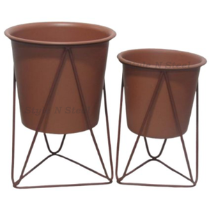 Luxury <b>Flower</b> Planter Iron Powder Coated Durable Multi-Purpose Indoor Planter with Drainage - Product Image 2