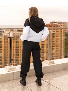 Ensemble de survêtement grande taille pour femme, couleur unie, blocs de couleur, manches longues, demi-zip, coupe ample, vêtements de sport décontractés, poches latérales, tenue d'été - Product Image 6