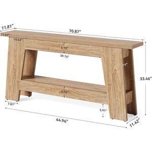 Consolle Rettangolare Extra Lunga 180 cm a 2 Livelli Interamente in Legno per Posto dietro Divano o Poltrona - Product Image 5