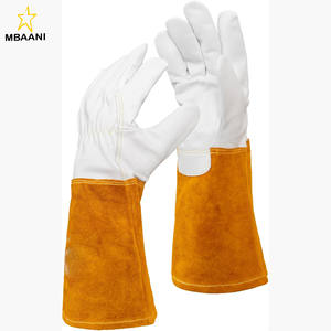 Gants TIG en cuir de chèvre de qualité supérieure, manchette en cuir de vachette pleine fleur avec doublure douce, haute dextérité - Product Image 1