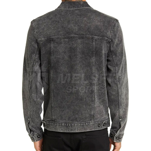 Veste en jean classique pour homme, coupe régulière, col rabattu, coton lavé, couleur unie, style décontracté d'automne - Product Image 6