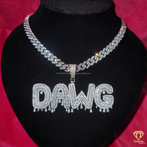Collier personnalisé avec pendentif « Angie », serti de diamants Moissanite, chaîne cubaine Hip Hop, bijoux - Product Image 4