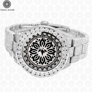 Montre de luxe pour homme Charm_Jewells, boîtier en acier inoxydable de 40 mm, incrustée de diamants, mouvement mécanique analogique, cadran en verre, date automatique 10 - Product Image 3