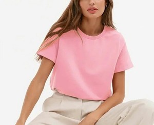 เสื้อยืดคอกลมผ้าฝ้ายสีฟ้าอ่อนสำหรับผู้หญิง ทรงหลวม สวมใส่สบาย แขนสั้น สีพื้น ระบายอากาศได้ดี เหมาะสำหรับฤดูใบไม้ผลิและฤดูร้อน - Product Image 3