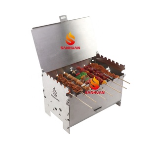 Sanhuan Backpacking Camp <span class=keywords><strong>Réchaud</strong></span> à charbon de bois Barbecue portable Pliable <span class=keywords><strong>Camping</strong></span> <span class=keywords><strong>Gaz</strong></span> Charbon de bois Barbecue avec couvercle <span class=keywords><strong>Plancha</strong></span> - Product Image 6