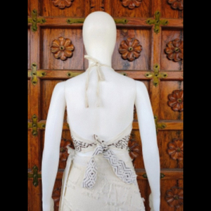 Top Corto Casual Bohemio para Mujer, Bordado, de Algodón Tejido, Cuello Halter en V, Espalda Descubierta, Colores Personalizados ODM, Todas las Temporadas - Product Image 3