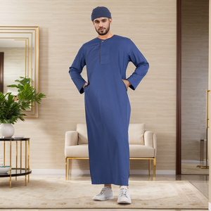Men's Black Solid Polyester Thobe Long Sleeve Ankle Length Sweetheart Neckline Embroidered Breathable Casual Eid Party Wear - Product Image 6