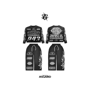 ชุดเสื้อแขนยาวและกางเกงทีมแข่งรถสีดำ |   ชุดวอร์มสตรีทแวร์ทรงโอเวอร์ไซส์สำหรับแข่งรถ |   ผู้ผลิตสินค้าภายใต้แบรนด์ของผู้จ้าง (OEM) - Product Image 1