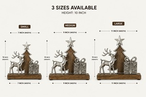 Figurine de cerf de Noël en métal faite à la main sur base en bois, décoration de table, thème traditionnel des fêtes, art pour le salon - Product Image 4