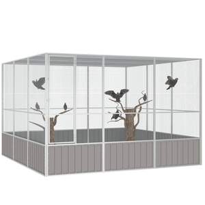 Cage à oiseaux en acier galvanisé gris 119.1 "x 127.8" x 83.3 "Fournitures pour oiseaux - Product Image 2