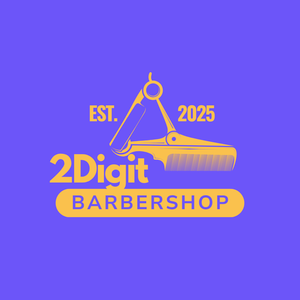 Logo de Barbier à 2 Chiffres Jaune et Violet – Marquage Commercial 2025 – Récompensé – En Stock - Product Image 1