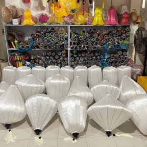 Silk Lanterns Hoi An Style Bamboo Silk Lanterns Hanging Decor For Garden Wedding Vietnam Silk Lanterns - Product Image 1