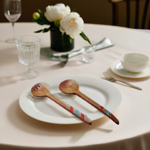 Meilleur Design 2 Pièces Vintage Couverts En Bois Serveur Cuillère Ensemble Qualité Artisanat Fabricant Indien En Gros Couverts Cadeaux - Product Image 2