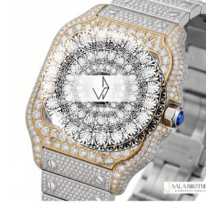 Montre Cartier Diamond Lab Grown 42 mm, boîtier carré, verre saphir, mouvement mécanique ETA, analogique, unisexe, luxe, sport, acier inoxydable - Product Image 2