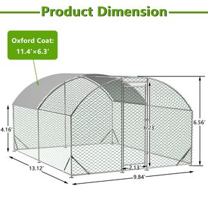 Grande Pollaio a Cupola in Metallo con Copertura Impermeabile Anti-UV, Gabbia per Galline da Esterno - Product Image 2