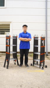 VIETLADDERS NVLG-45 EN131 Certified 4-Section Aluminum 6063 Insulation Foldable Step <b>Ladder</b> 4x5 Steps 150kg Capacity for Villa - Product Image 6