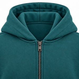 เสื้อฮู้ดซิปโอเวอร์ไซส์ผู้ชาย สีเขียวน้ำทะเล ผ้าฟลีซ 100% คอตตอน ดีไซน์กระเป๋าแบบลำลอง ทรงปกติ ใส่ได้ในฤดูใบไม้ร่วง - Product Image 3