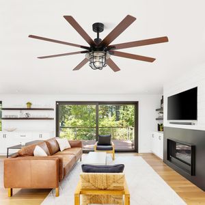 Ventilatore da soffitto moderno da 66 pollici con 8 pale e motore DC a 6 velocità, luce e telecomando reversibile, simile a W882P212626 - Product Image 1