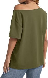Camiseta de Mujer Personalizada de Fábrica, con Hombros Descubiertos, Logotipo Impreso, 100% Algodón Tejido, Informal de Verano - Product Image 4