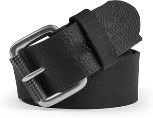 Men's Genuine Cowhide Leather Casual <b>Belt</b> With Silver Rectangular Pin Buckle Solid Brown Durable Design - Product Image 4