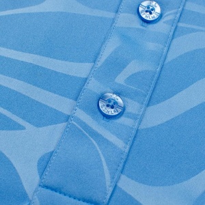 Polo à manches courtes bleu clair pour homme, imprimé géométrique, séchage rapide, tricoté, style décontracté, coupe classique, 100% polyester - Product Image 3
