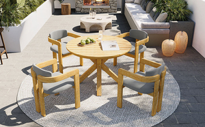 Ensemble de chaises de salle à manger en teck massif de haute qualité avec coussins et finition naturelle pour une utilisation en intérieur ou en extérieur - Product Image 6